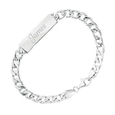 צמיד גורמט (מתאים לגבר ואשה) עם פלטה וחריטה מכסף 925/ציפוי זהב 18K