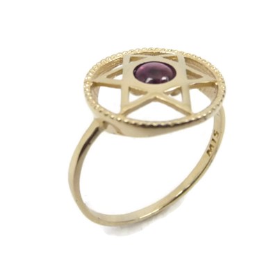 טבעת מגן דוד זהב 14K משובצת אבן (לבחירה)