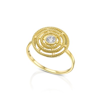 טבעת זהב , משובצת אבן (לבחירה) , 14K