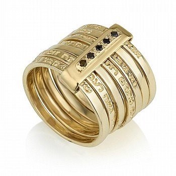 טבעת "אנא בכח" זהב 14K משובצת אבנים יקרות (לבחירה)