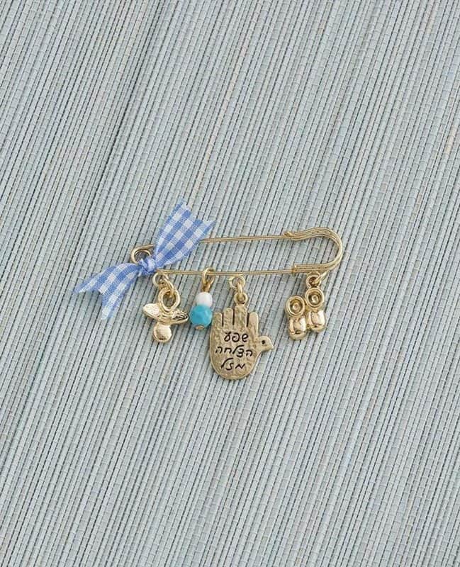 תליון עגלה ברכות כחול , ציפוי זהב