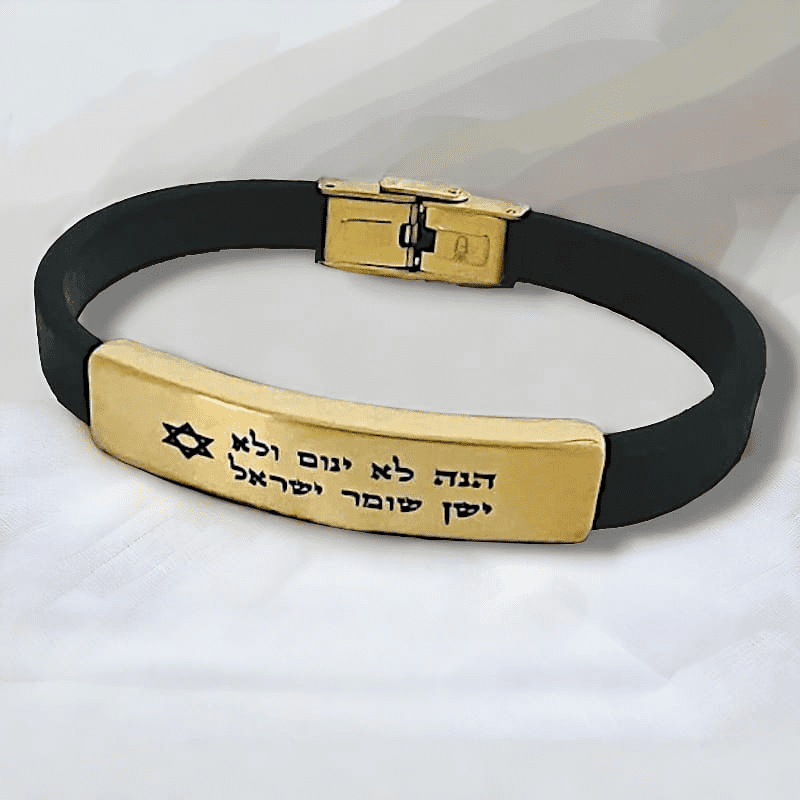 צמיד עור STAINLESS STEEL עם חריטה לבחירה - מוזהב