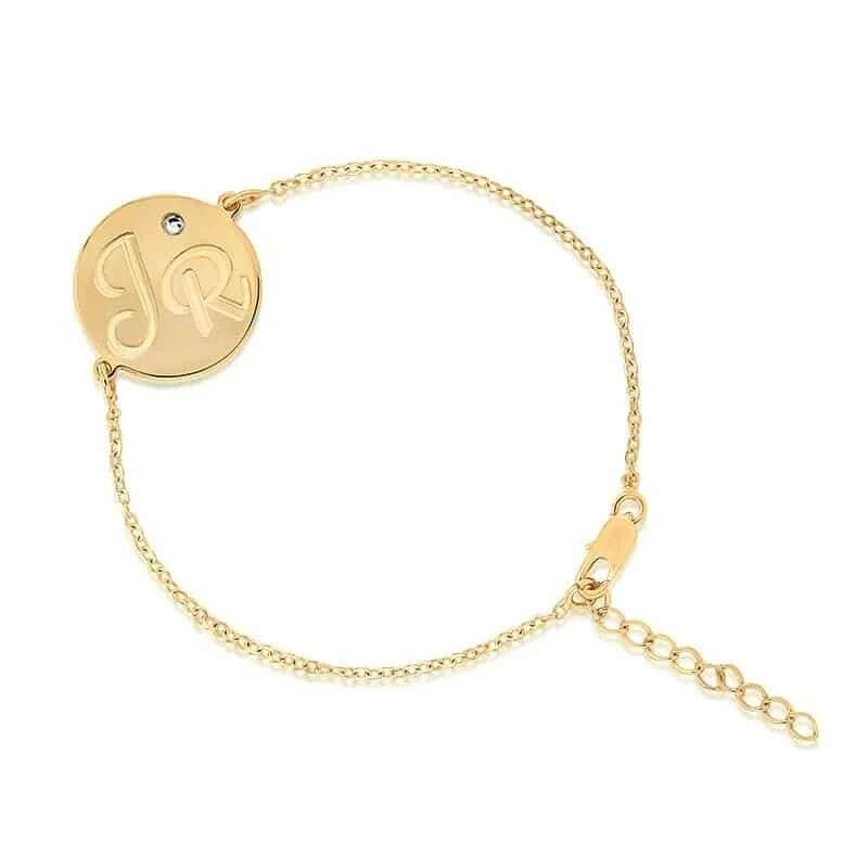 צמיד חותם בשילוב חריטה מעוצבת עם זירקון