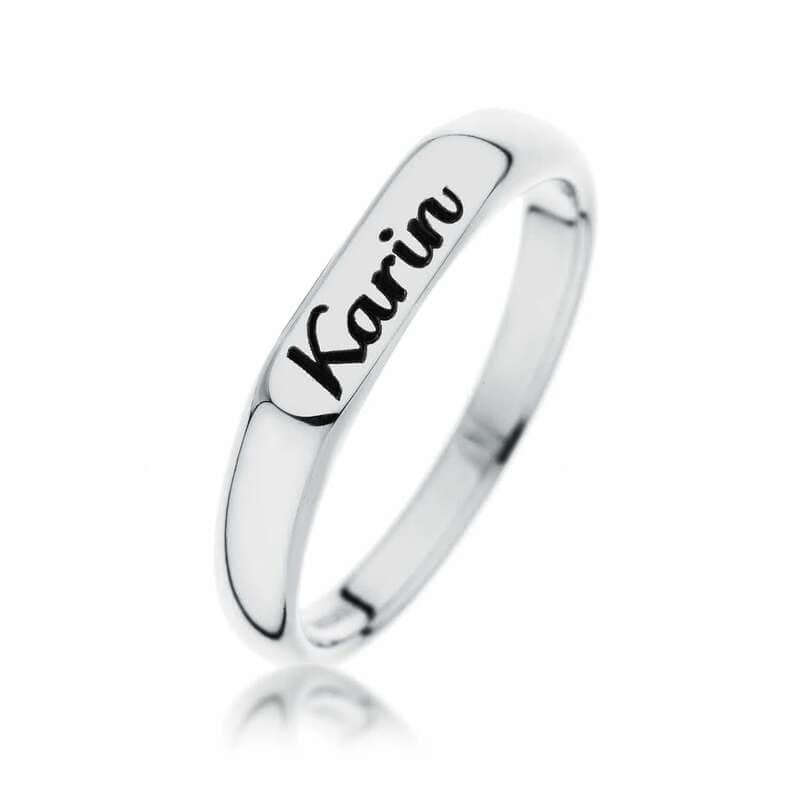 טבעת פס עם חריטה