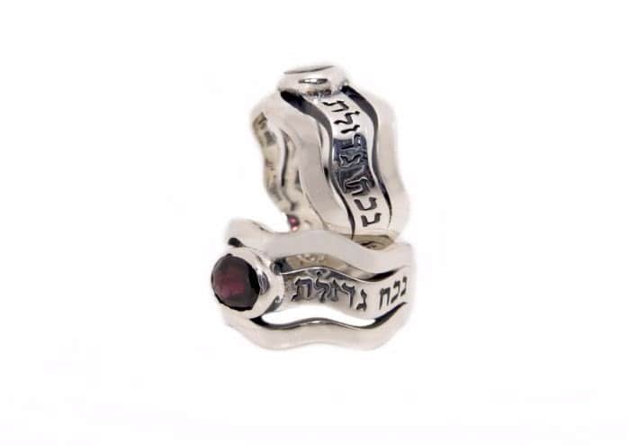 טבעת מעוצבת גלית , אנא בכח , משובצת אבן (לבחירה) , כסף