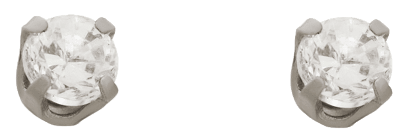 זוג עגילים , זירקון , 3 מ"מ , סגר בטחון (כובע) , זהב 14K