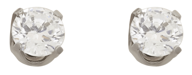 זוג עגילים , זירקון , 5 מ"מ , סגר בטחון (כובע) , זהב 14K