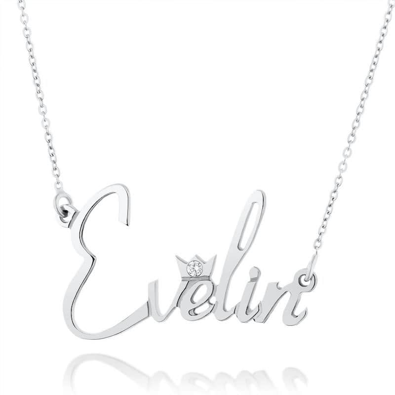 שרשרת שם בשילוב כתר ואבני סברובסקי