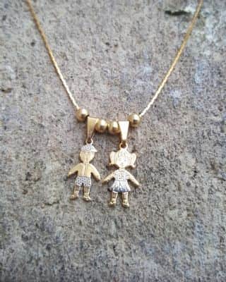 שרשרת 2 ילדים מעוצבת (כמות לבחירה) , ציפוי זהב