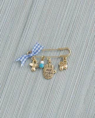 תליון עגלה ברכות כחול , ציפוי זהב