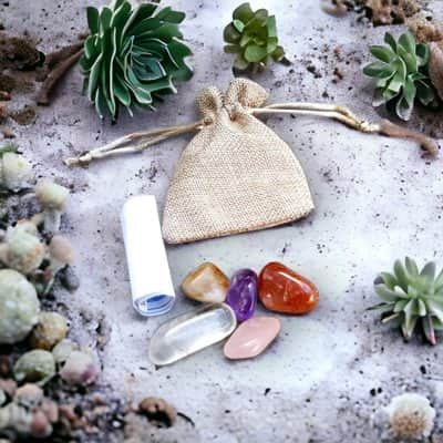 "שקיק מזל" - 5 אבנים שבחרנו בשבילך (כולל פתקית הסבר) - מתנה מקסימה !