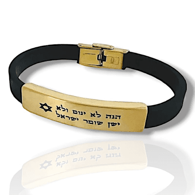 צמיד עור STAINLESS STEEL עם חריטה לבחירה - מוזהב