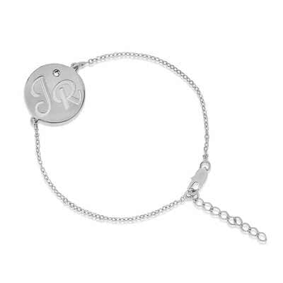 צמיד חותם בשילוב חריטה מעוצבת עם זירקון