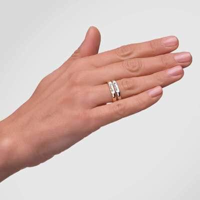 טבעת פס עם חריטה