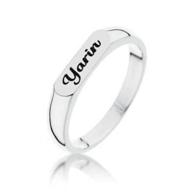 טבעת פס עם חריטה