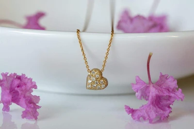 שרשרת "לב שלי" מזהב משובצת יהלומים , 14K