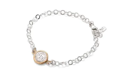 צמיד קסם - תליון חי , כסף בשילוב ציפוי זהב