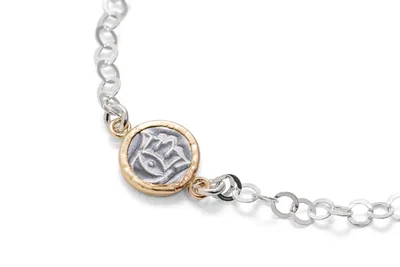 צמיד קסם - תליון חמסה , כסף בשילוב ציפוי זהב