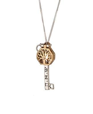 תליון "מפתח החיים" משובץ אבן (לבחירה),5 מתכות,כסף וזהב-לפתיחת מזל,זיווג וזוגיות