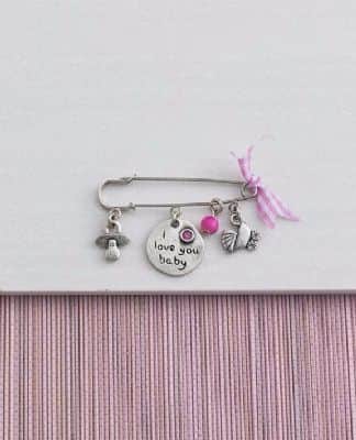 תליון עגלה - I Love you baby ורוד