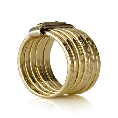 טבעת "שבע ברכות" זהב משובצת