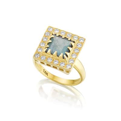 טבעת "ליאת" זהב , משובצת אבן לברדורייט (לבחירה) , שיבוץ סביב , 14K