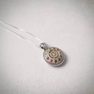 תליון חושן "אריאנה" , כסף וזהב משובץ 12 אבני החושן