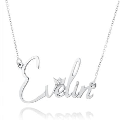 שרשרת שם בשילוב כתר ואבני סברובסקי