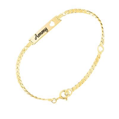 צמיד גורמט פלטה חיתוך לב ילדות ו/או תינוקות , ציפוי זהב