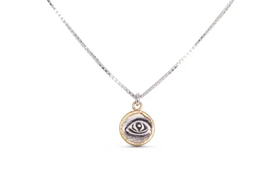 שרשרת קסם "עין" , כסף בשילוב ציפוי זהב