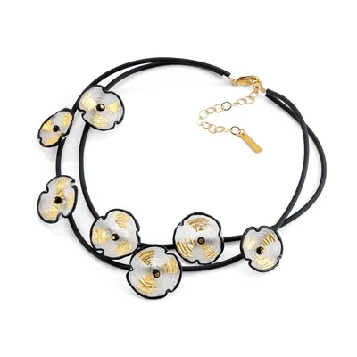 שרשרת זכוכית פרחי זהב