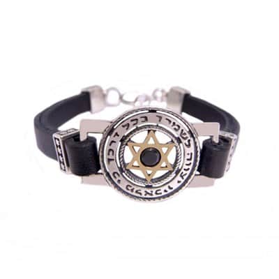 צמיד ברכה (לבחירה) ומגן דוד משובץ אבן אוניקס (לבחירה) , כסף וזהב