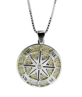 תליון "אין מקום רחוק" (מצפן) לגבר , כסף